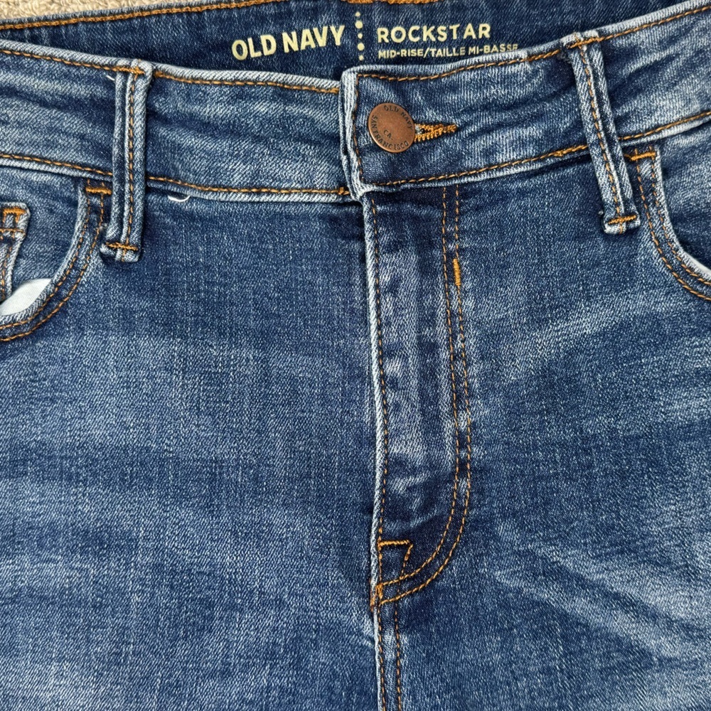 Old Navy Rockstar Mid-rise Skinny Jeans dark rinse Size 12 - Picture 6 of 6